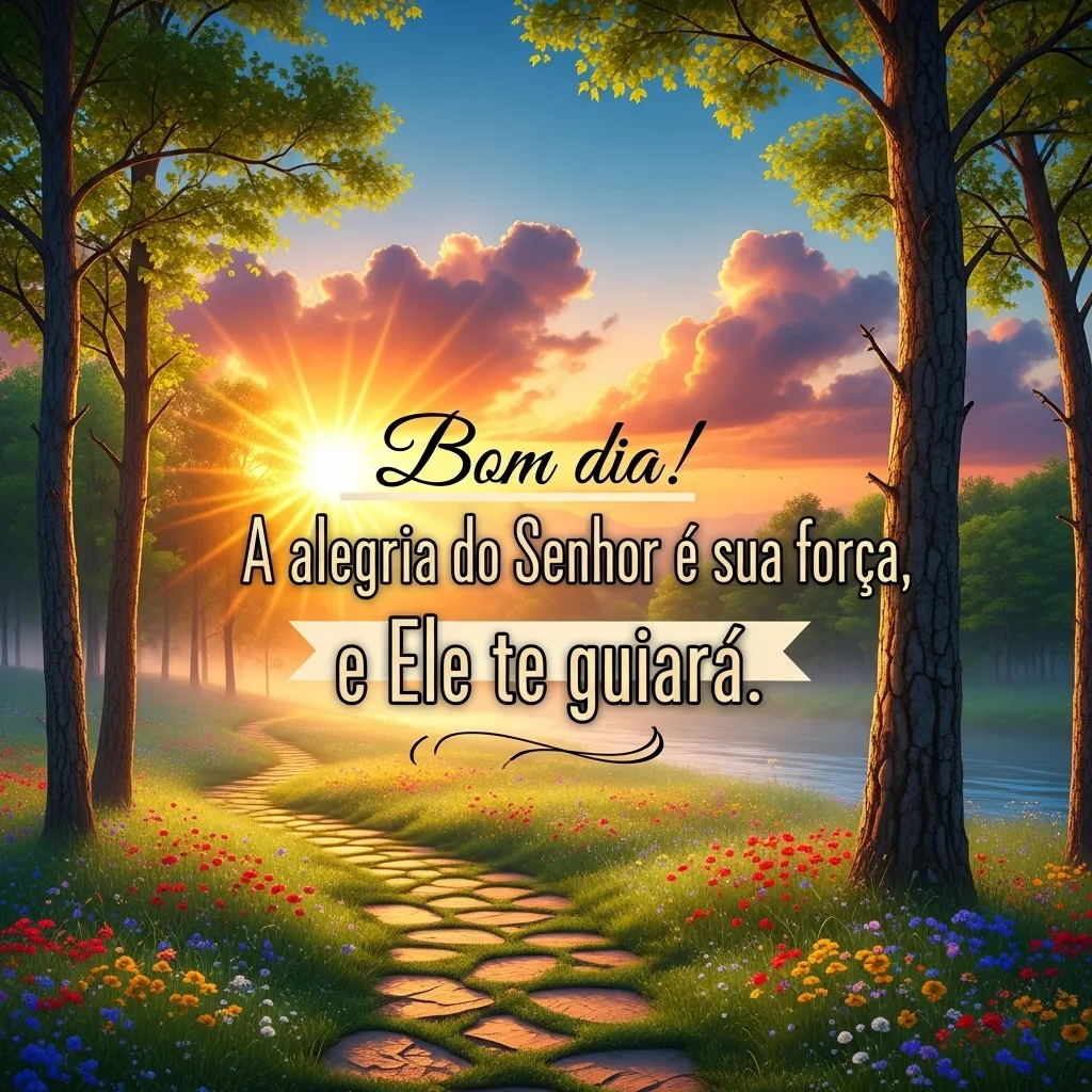 Alegria guia, força em Deus.