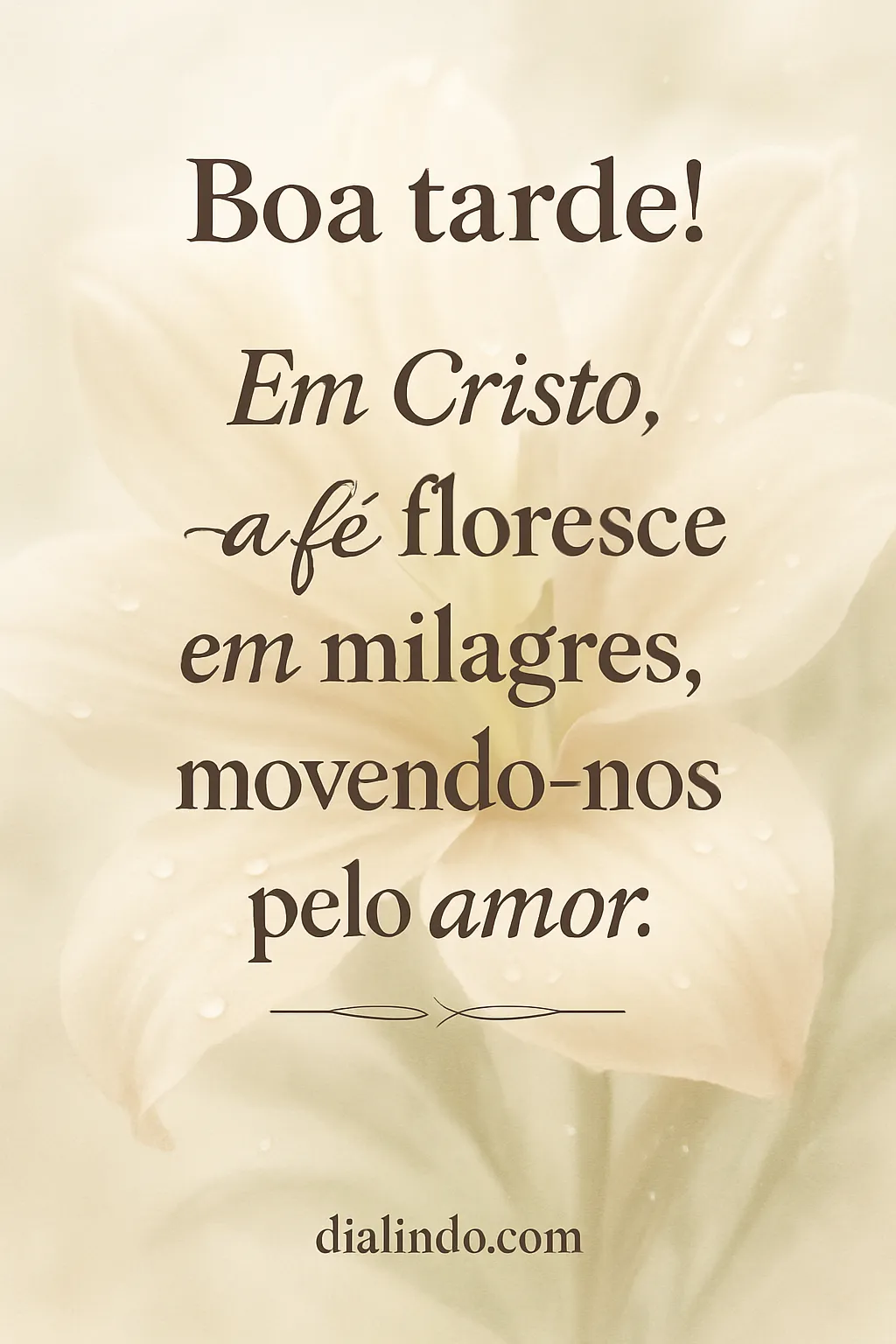Amor: Milagres Florescem na Fé.