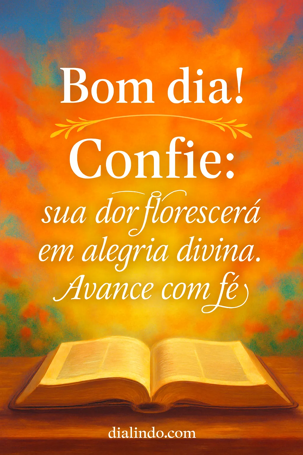 Dor florida, alegria divina.