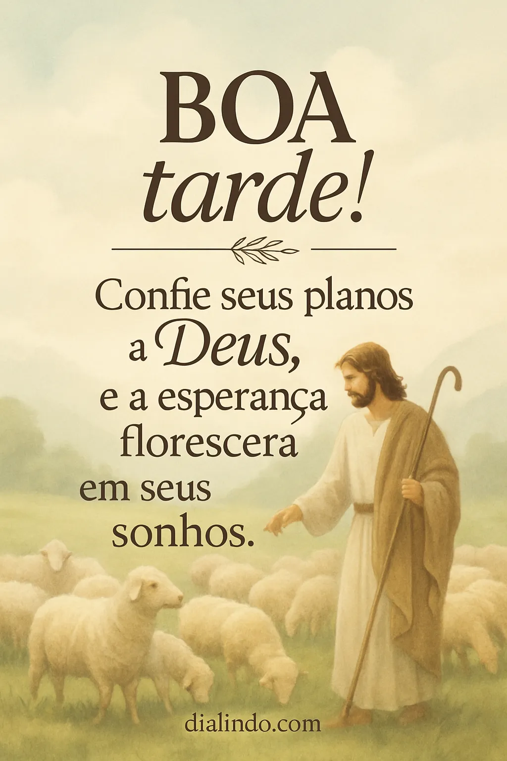 Deus semeia esperança, colhe sonhos.