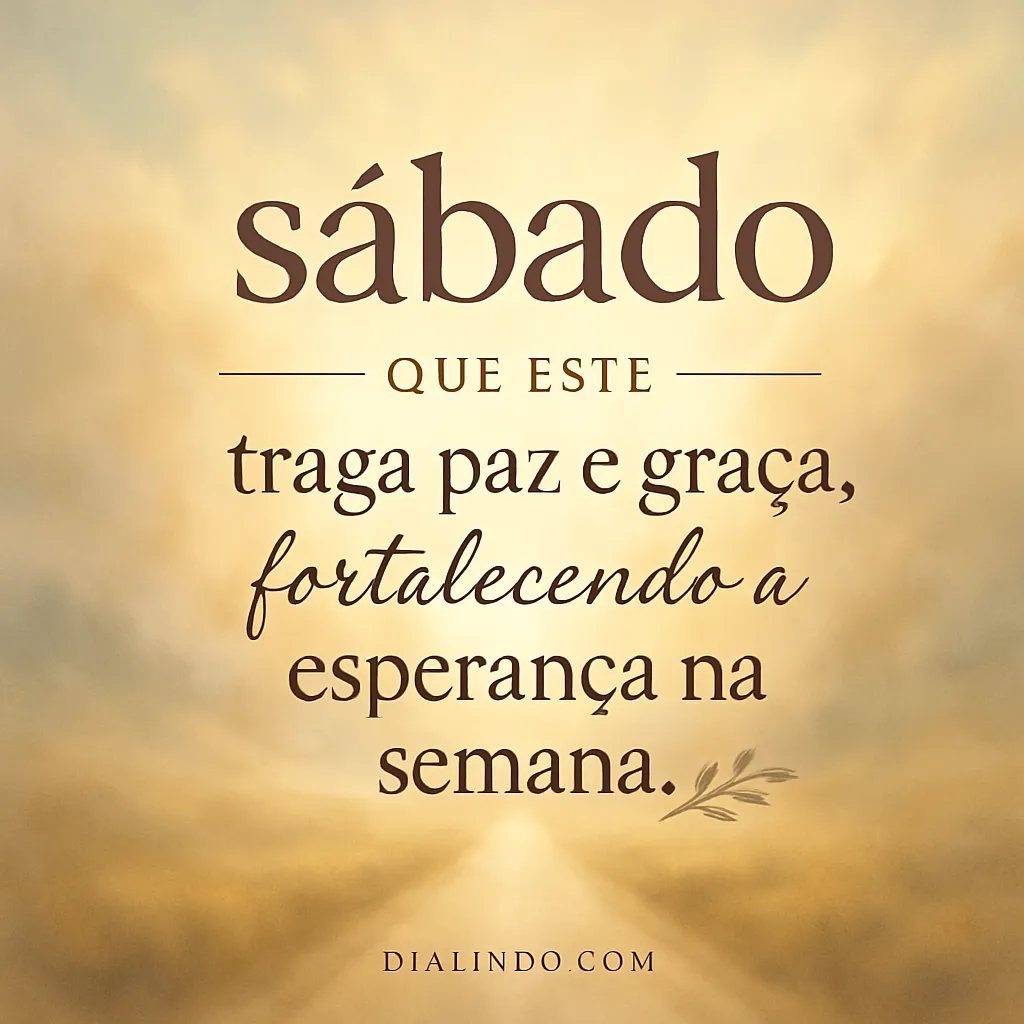 Sábado: Paz, Graça e Esperança